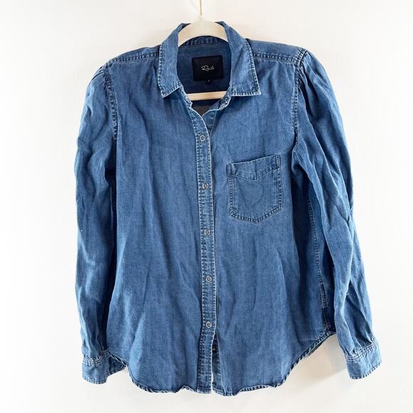 Rails Long Sleeve Button Up Madelyn Chambray Shirt Top Pacific Blue Wash Small - Picture 3 of 5